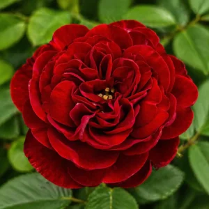 Trandafir floribunda Lavaglut roșu închis, plantă viguroasă în ghiveci de 2L